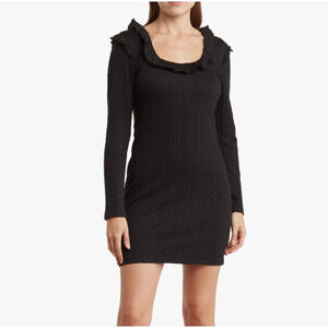 19 Cooper Ruffle Long Sleeve Knit Dress Black XL Coquette Whimsigoth Romantic